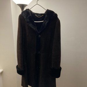 Dark brown shearling coat